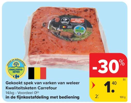 Gekookt spek van varken van weleer