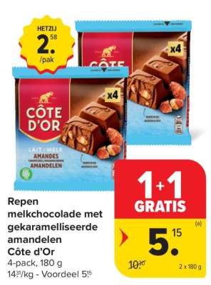 Côte d'Or Repen melkchocolade met gekaramelliseerde amandelen