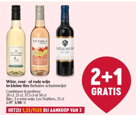 Witte, rosé- of rode wijn in kleine fles