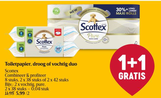 Scottex Toiletpapier, droog of vochtig duo