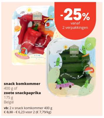 snack komkommer of zoete snackpaprika