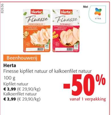 Herta Finesse kipfilet natuur of kalkoenfilet natuur