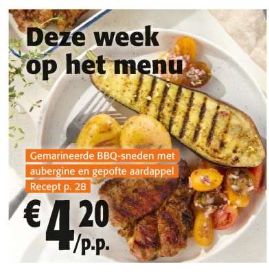 Gemarineerde BBQ-sneden met aubergine en gepofte aardappel