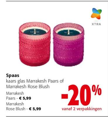 Spaas kaars glas Marrakesh Paars of Marrakesh Rose Blush