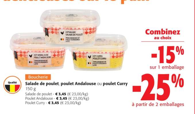 Salade de poulet, poulet Andalouse ou poulet Curry