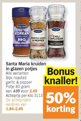 Santa Maria kruiden in glazen potjes