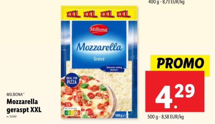 Milbona Mozzarella geraspte XXL