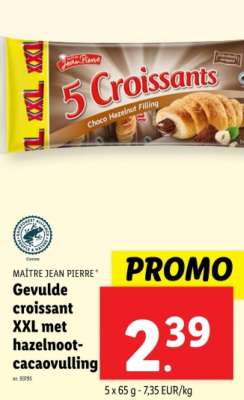 MAÎTRE JEAN PIERRE Gevulde croissant XXL met hazelnoot-cacaovulling