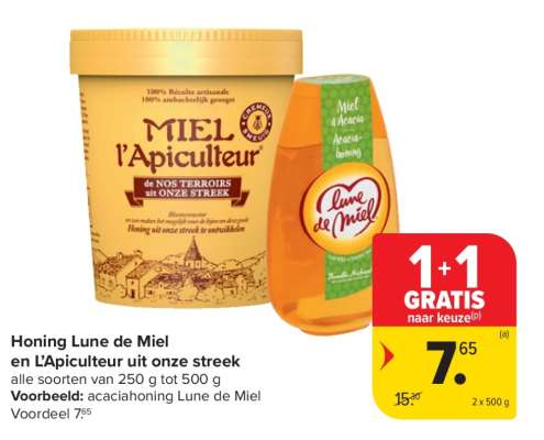 Honing Lune de Miel en L'Apiculteur uit onze streek