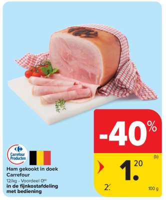 Ham gekookt in doek Carrefour