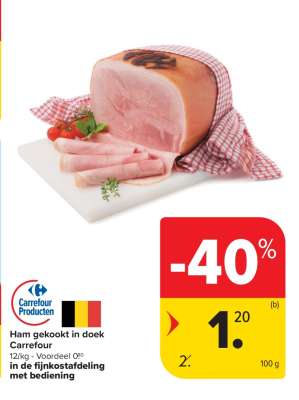 Ham gekookt in doek Carrefour