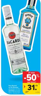 Rum Bacardi en Gin Bombay