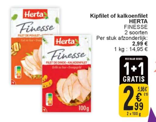 Herta Finesse Kipfilet of Kalkoenfilet