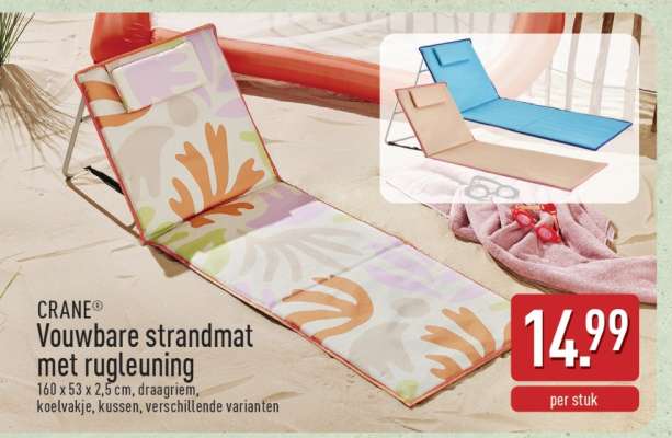 CRANE Vouwbare strandmat met rugleuning