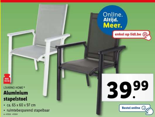 LIVARNO HOME Aluminium stapelstoel
