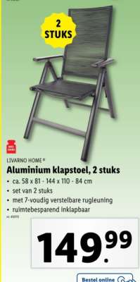 LIVARNO HOME Aluminium klapstoel, 2 stuks
